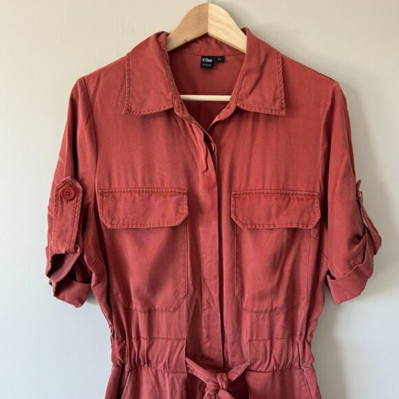 Simons | Icone Rust Lyocell Wide Leg Utility Jumpsuit - Size L - Picture 4 of 15